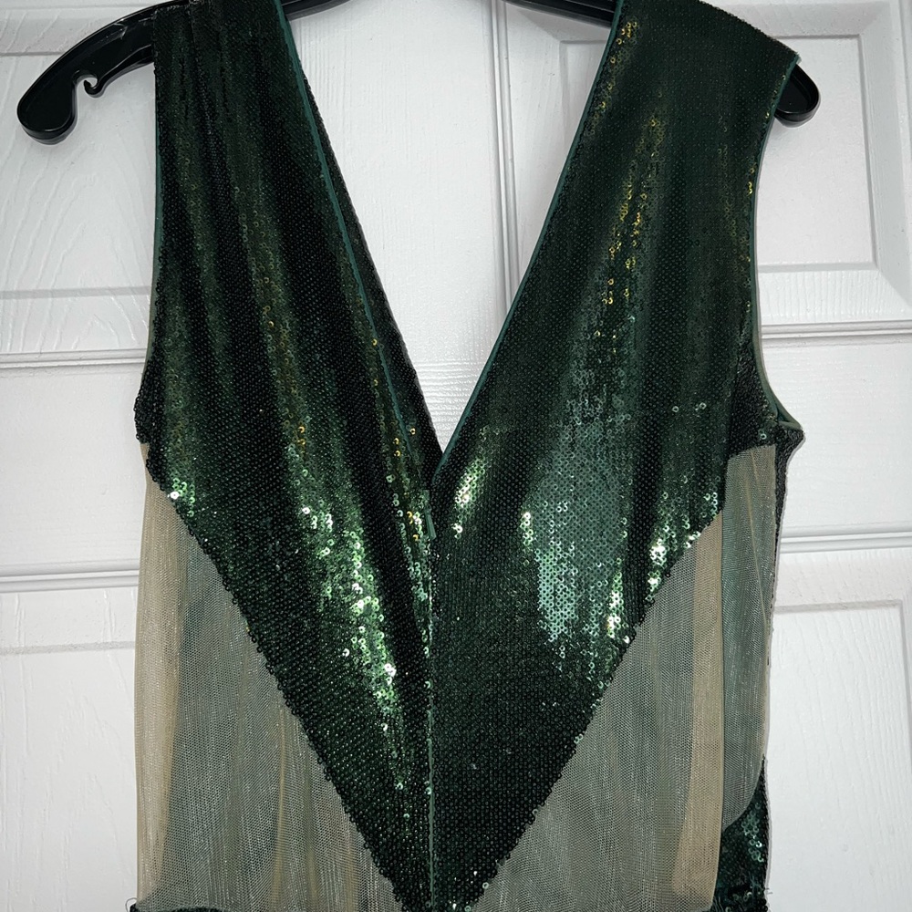 Emerald sequin Jovani formal/pageant/prom dress - Picture 5 of 9